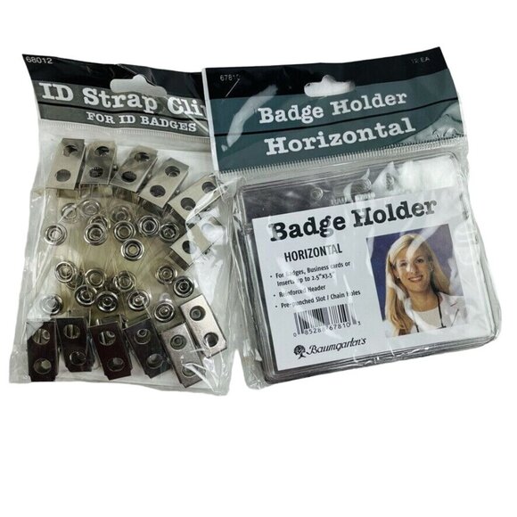 Vinyl ID Badge Holder Insert Clips 12 Pcs Horizontal Clear Pouch u - Picture 1 of 4